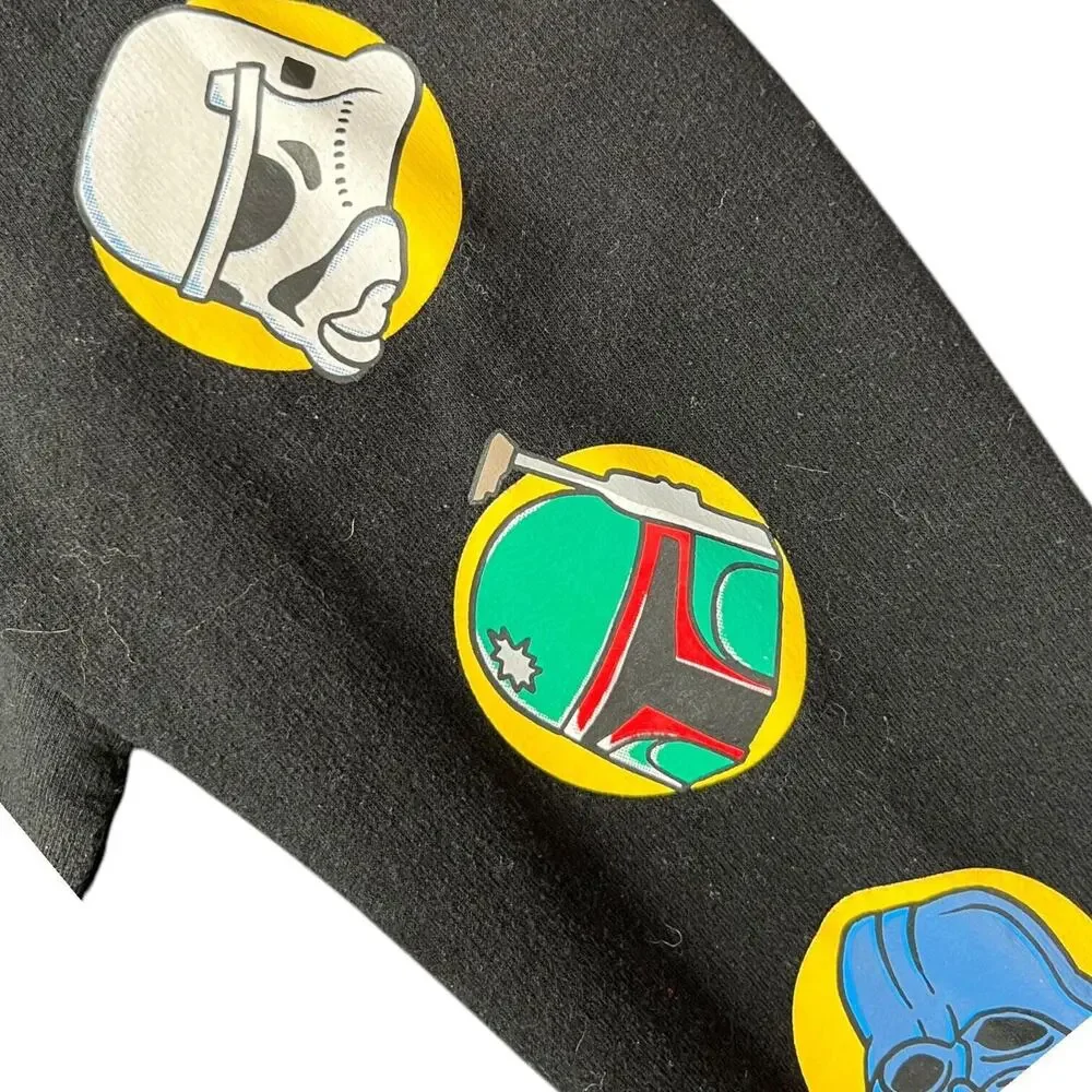 Star Wars Hoodie Graphic Black Vader Luke Yoda Boba Fett Chewie. Sz Sm Youth EUC